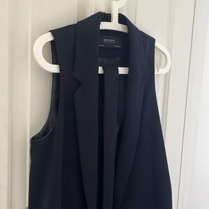 Zara navy sleeveless blazer trench/coat/duster with belt - small